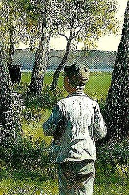 august malmstrom pojke med tjur Sweden oil painting art